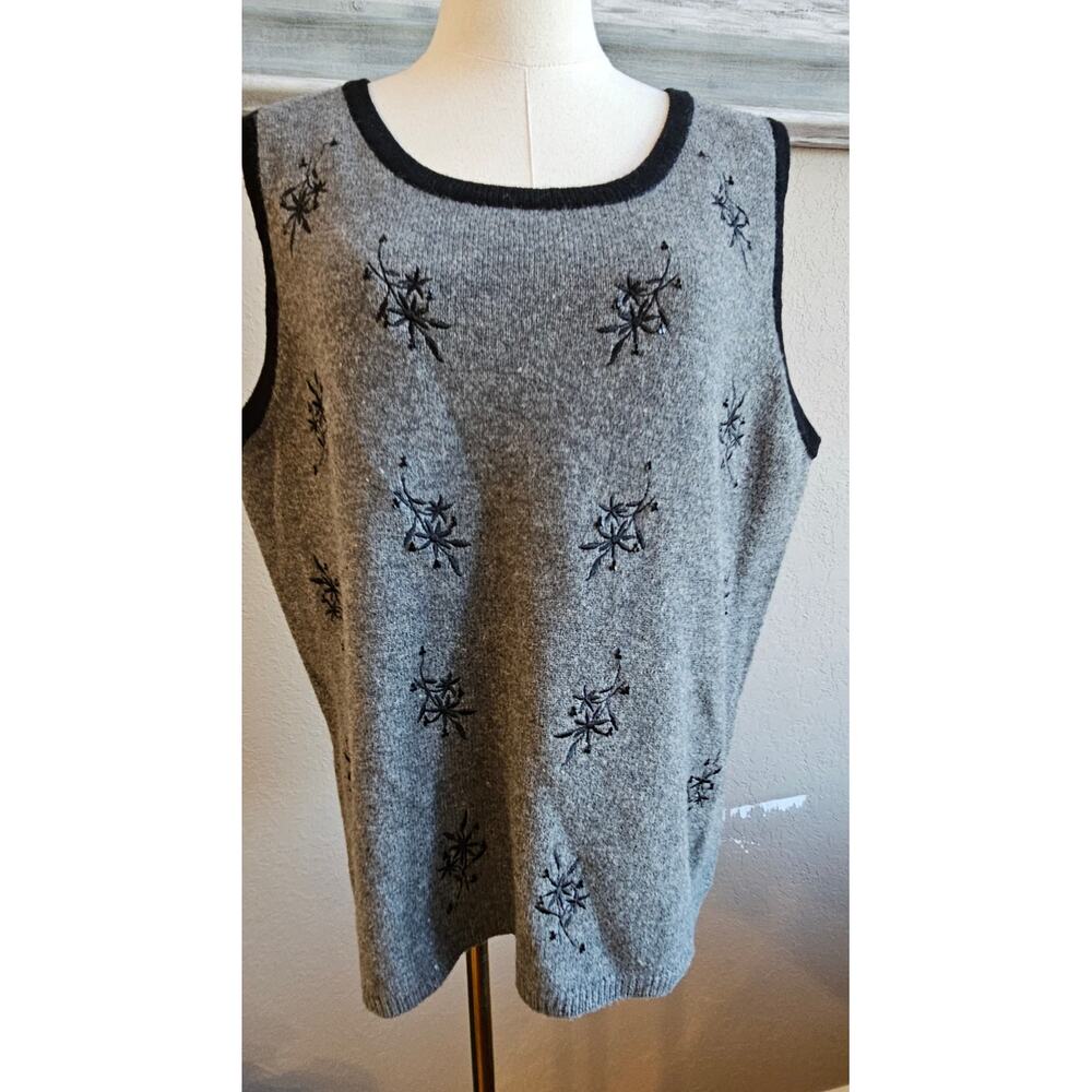 Vintage Herman‎ Geist 100% Lambswool Knit Embroidered Sweater Vest Women Size 1X